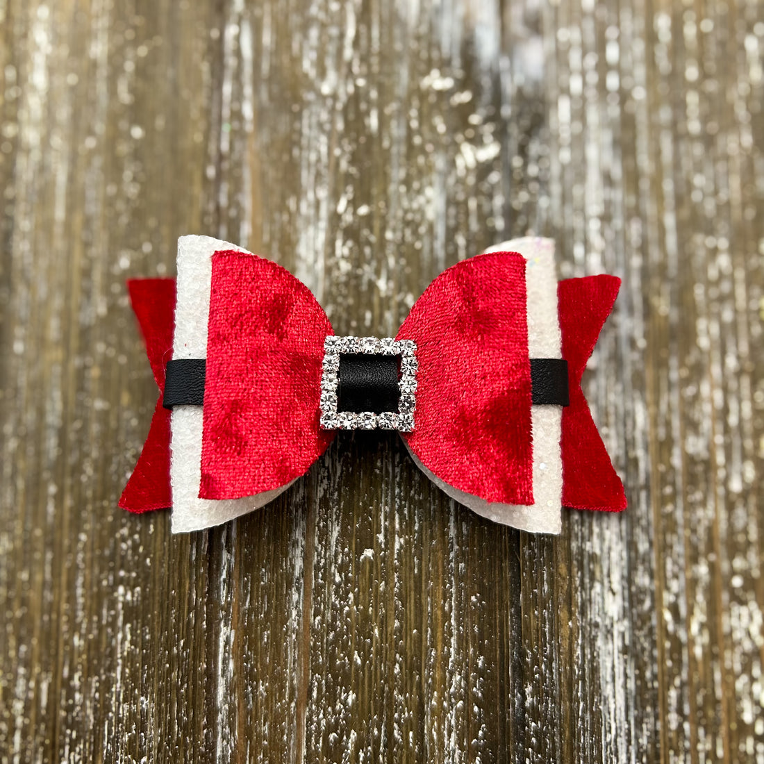 Faux Leather Velvet Santa Bow